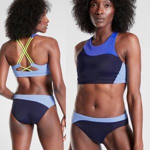 New with Tags Athleta high neck color block bikini top